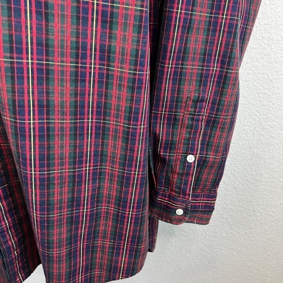 Polo Ralph Lauren Red Tartan Plaid Button Down Big Shirt Men's L Vintage Cotton - Picture 4 of 6